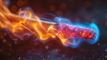 Obraz premium Burning Ember with Blue and Orange Flames