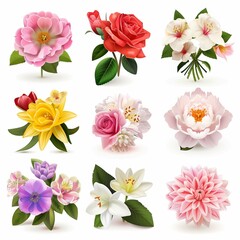 Assorted Elegant Floral Illustrations for Invitations and Greeting Cards Design