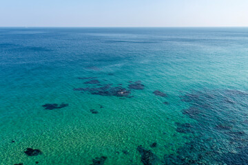 Seascape of the clear seawater and the horizon