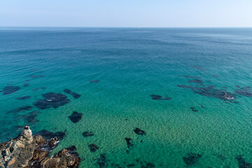 Seascape of the clear seawater and the horizon