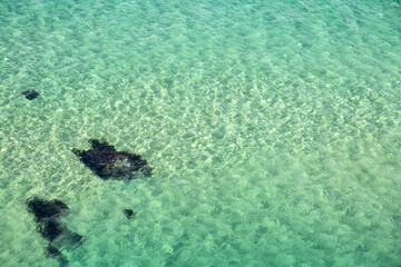 High angle view of the transparent sea