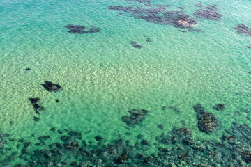 High angle view of the transparent sea