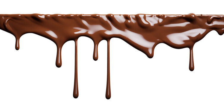 Pouring chocolate PNG dripping from top isolated on a white and transparent background - cake chocolate falling milk Smoothie advertising concept, brown liquid, paint pouring