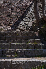 城跡の石段や石垣の風景 鳥取県 鳥取城跡 久松公園