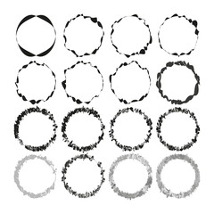 Assorted circular frames set. Varied round borders collection. Circle edge patterns. Decorative ring designs. Vector illustration. EPS 10.