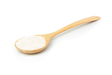 White powder in wooden spoon