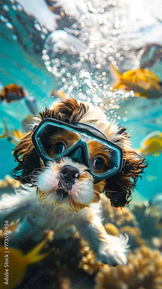 Poster Dog Diving on Sea