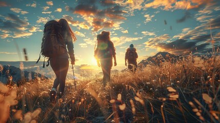 Joyful adventurers, students portrait in nature vacation. capturing the cheer and camaraderie...