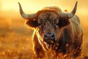 Cattle Cow at Sunset - obrazy, fototapety, plakaty