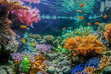 Fototapeta na wymiar Unlocking the Door to an Unknown World: The Mesmerizing Marine Life and Coral Forests of Underwater Exploration - Spark Your Desire to Discover