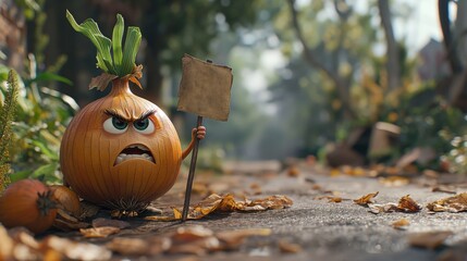 funny angry onion character. Created with generative AI.