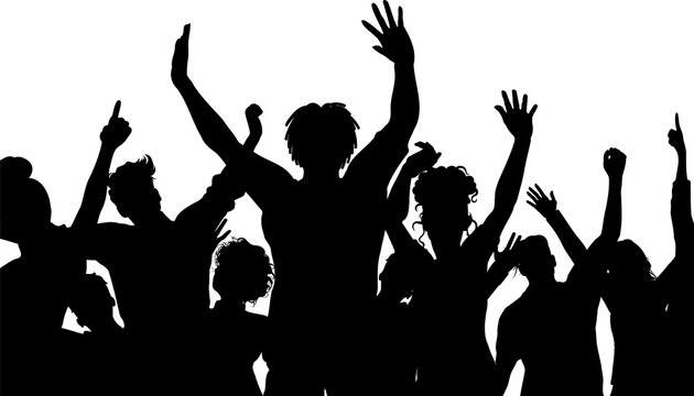 Silhouette of a party audience on a spotlight background