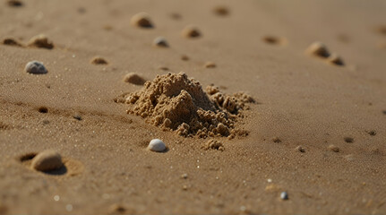 Close up wave of blue sea on sand beach seashore,nature background,summer time.generative.ai