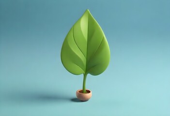 Green leaf on a wall