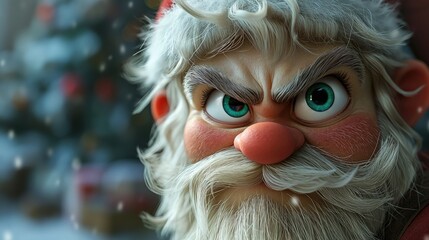 Portrait of an angry Santa Claus. Created with Generative AI.