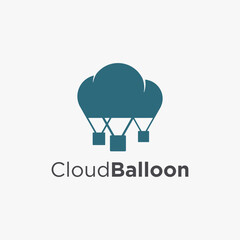 Cloud and air balloon logo icon, air journey logo icon vector template on white background