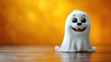 cute cartoon white ghost dog floating in the air. Happy Halloween Holidays. Created with Generative AI.