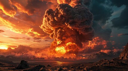 The End of the World Apocalyptic, epic scene. Created with Generative AI.