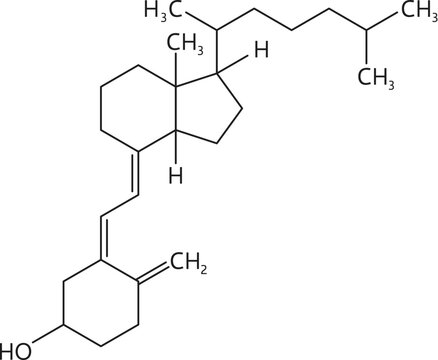 Vitamin D formula, vector line chemical structure of secosteroids made by skin or food, chemistry science, medicine education and health. Cholecalciferol and ergocalciferol molecular compounds