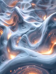 Fototapeta premium Quantum concept, abstract shapes, glowing elements, dark background, 