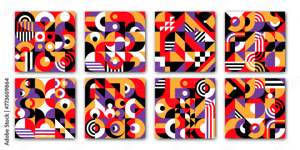 Poster modern abstract geometric backgrounds. color patterns of vector circle, square and triangle geometri