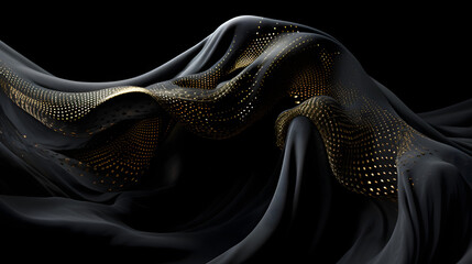 Digital black and gold swirl ripple abstract graphic poster web page PPT background
