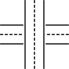 Highway line icon, road intersection traffic route or street crossroad, vector pictogram. Road linear icon for city navigation map, transport traffic lane or crossroad intersection for route direction