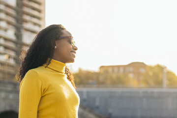 stylish black young woman portrait with sunglasses