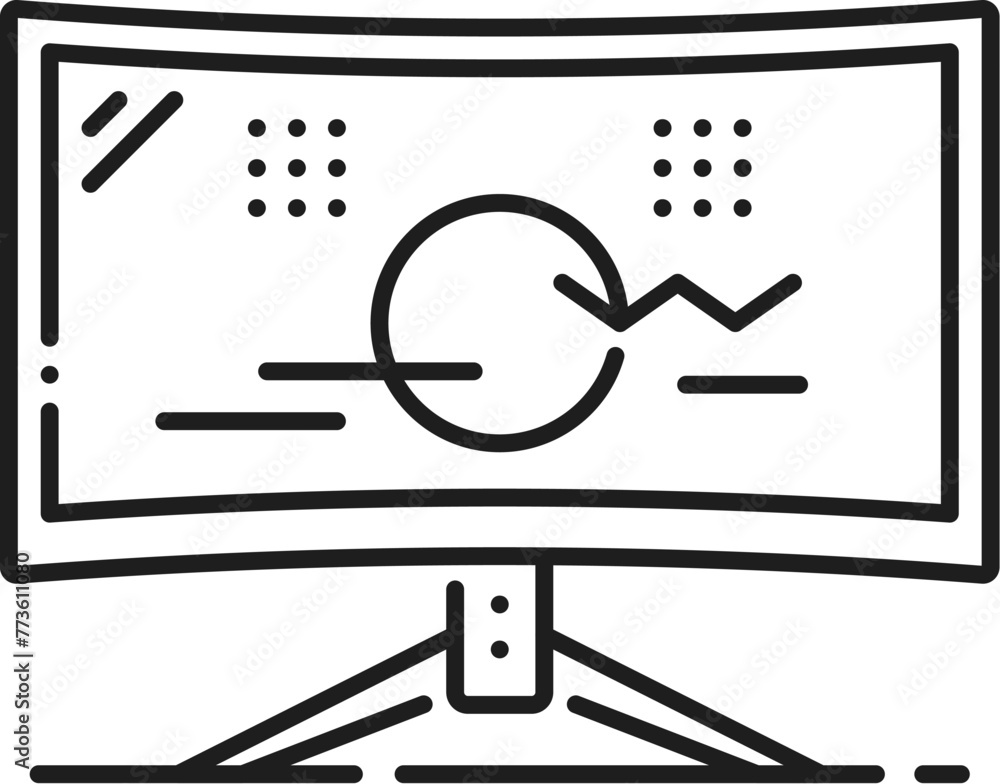 Poster computer industry, electronics hardware, app development software line icon. pc hardware repair and 