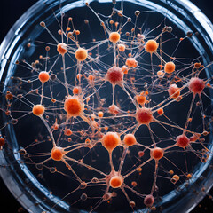 A close-up view of a cellular structure in a petri dish.
