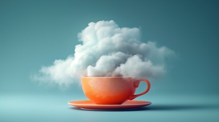 Concepts of creativity. Cup of coffee with some clouds. Created with generative AI.	