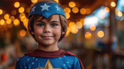 boy dressed as a superhero. Created with Generative AI.