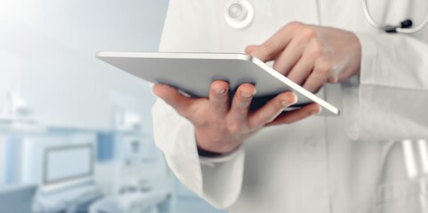 Healthcare concept, doctor with digital tablet