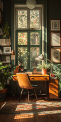 Fototapeta na wymiar A_cozy_and_vibrant_home_office_space