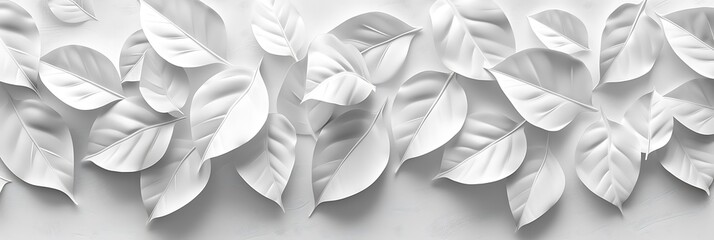 "White Geometric Leaves 3D Tiles Texture Background Banner Panorama"