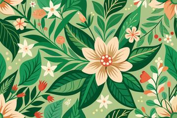 Floral patterns with flowers and leaves