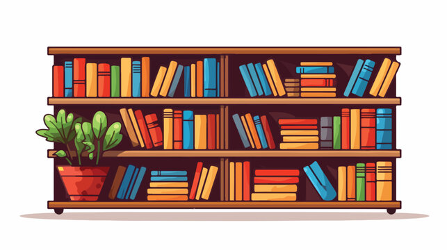 Bookshelf icon image flat cartoon vactor illustrati