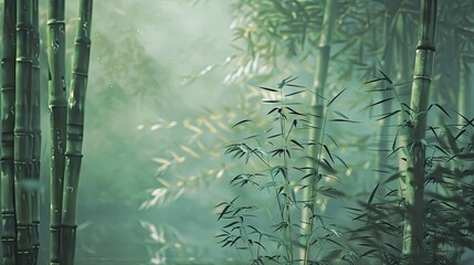 Tranquil bamboo stalks