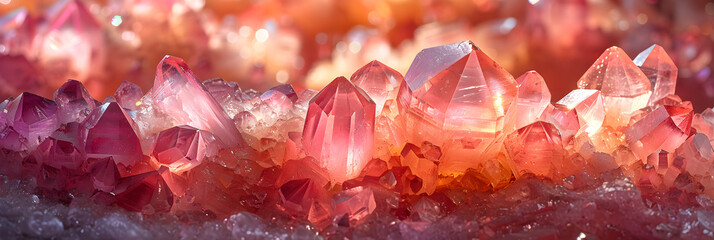 fire in the water,
Rose Colored Quartz Crystal Gemstone Chips Close - obrazy, fototapety, plakaty