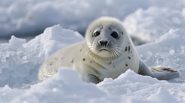 sea lion in the snow , generative ai