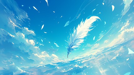 白い羽と青空7