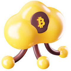 3D Icon Bitcoin Cloud Illustration