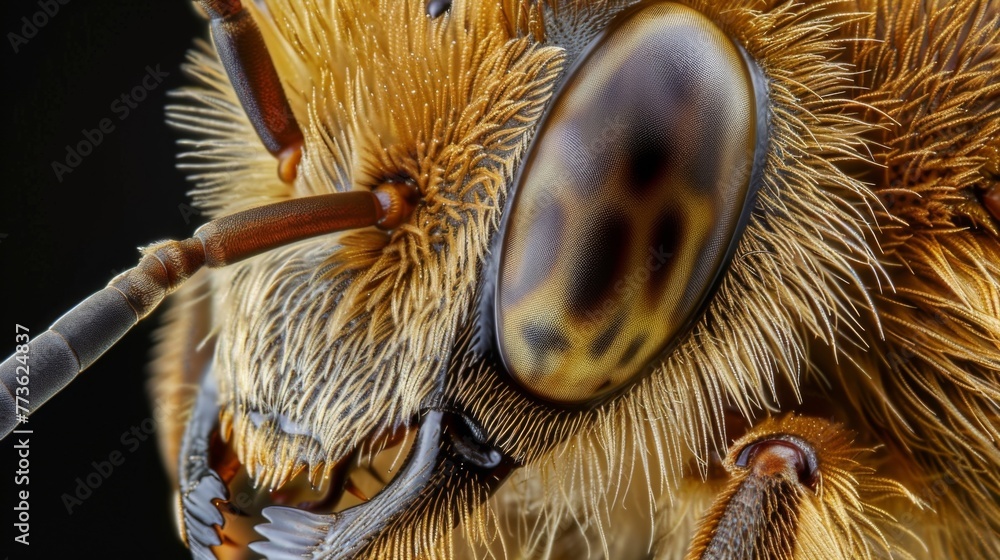 Poster a highly detailed image of a bees maxilla one of the two pairs of mouthpart structures that flank th