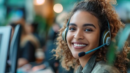 Customer Service Excellence Young Woman in Call Center