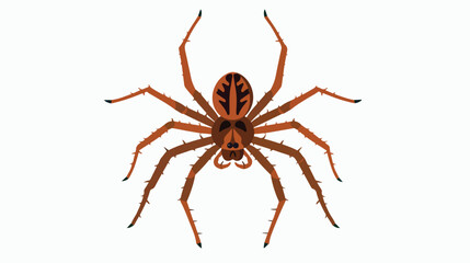 Brown spider on white background illustration flat