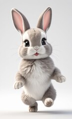  bunny walking pose isolated on white background