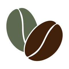 Coffee beans in trendy green and dark brown Logo Sticker Pointer Coffee Day design element concept