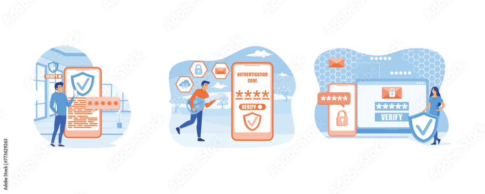 Poster otp authentication secure verification. one time password for secure transaction on digital payment.