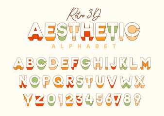 Pastel retro 3d alphabet set. vintage aesthetic font typeface effect with modern twist for stylish branding - obrazy, fototapety, plakaty