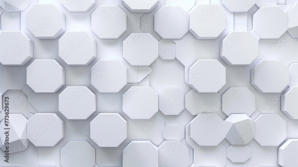 Poster abstract white hexagonal pattern background - a 3d rendering of white hexagons forming a seamless pa
